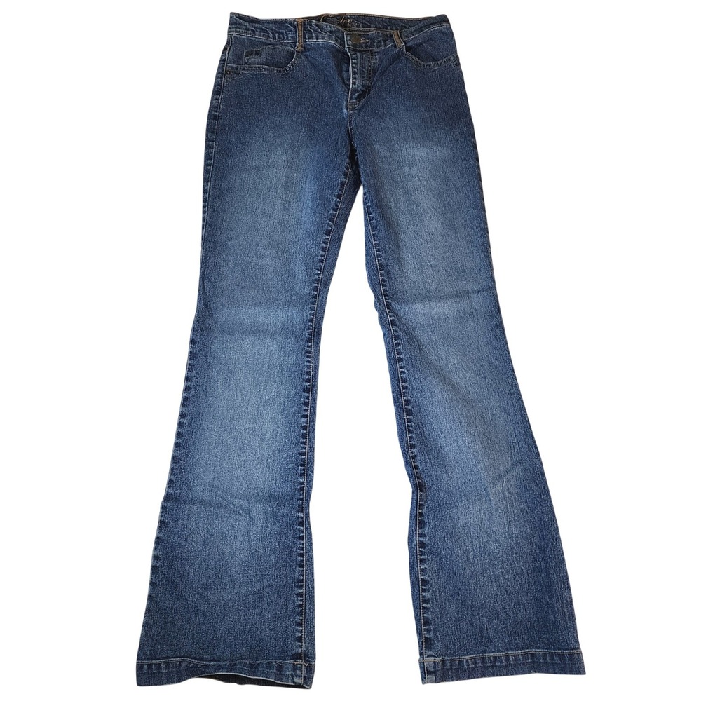 Duplex by Tule Women Blue Flare Jeans Embroidered Mid Rise Size 6 M510386Y